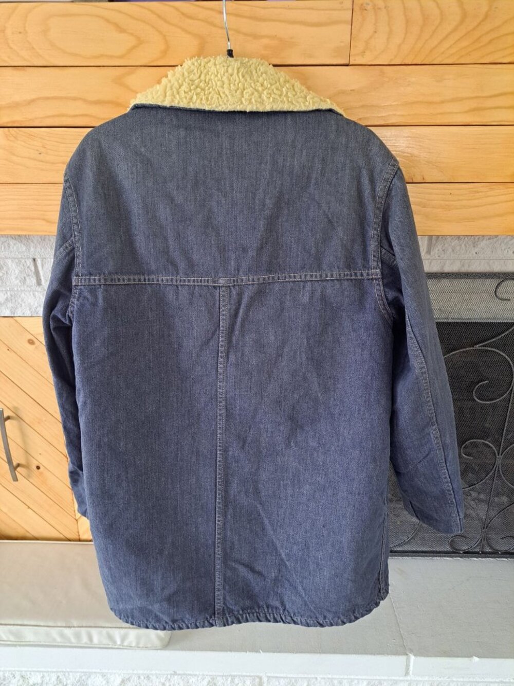 Vintage 70's Sears Roebucks Sherpa-Lined Denim Jacket  Work Coat L Blue Men's - Picture 7 of 13